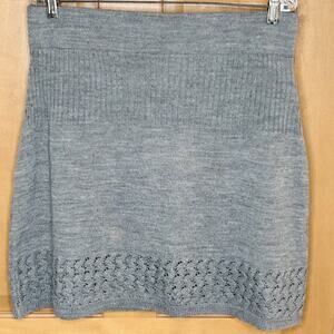 Telluride Clothing Co Apres Ski Wool Blend Skirt Size XL Gray Ribbed Crochet NWT